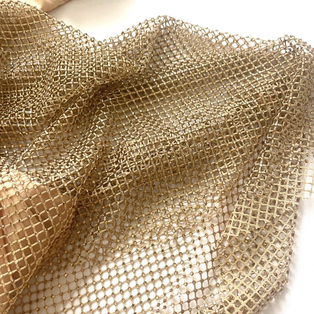 NWT Rhinestone Net Glitter Sparkly Party Club Rave Bling Low Back Maxi Dress - Picture 12 of 17